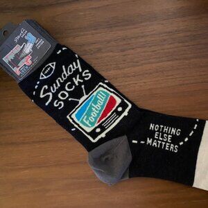 NEW Blue Q Men's Crew Socks "Sunday Socks Football" Cotton Blend Size 7-12